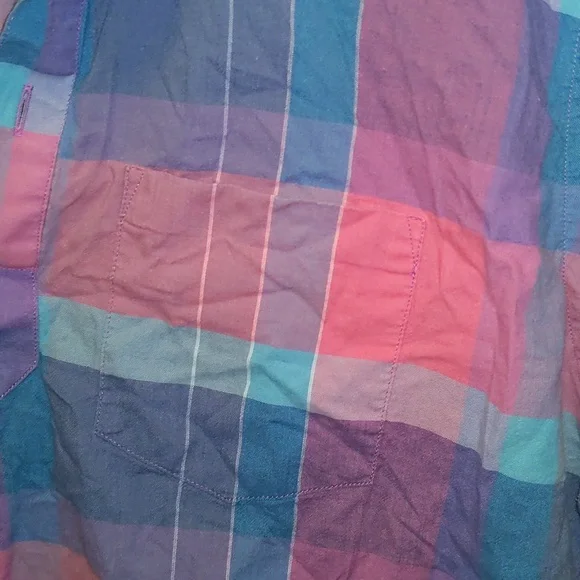 JCrew Size L Colorful Plaid Print Short Sleeve Shirt - Picture 2 of 8